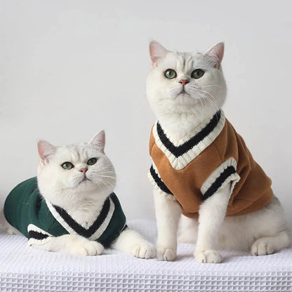 Suéter para gatos modelos verde y amarillo