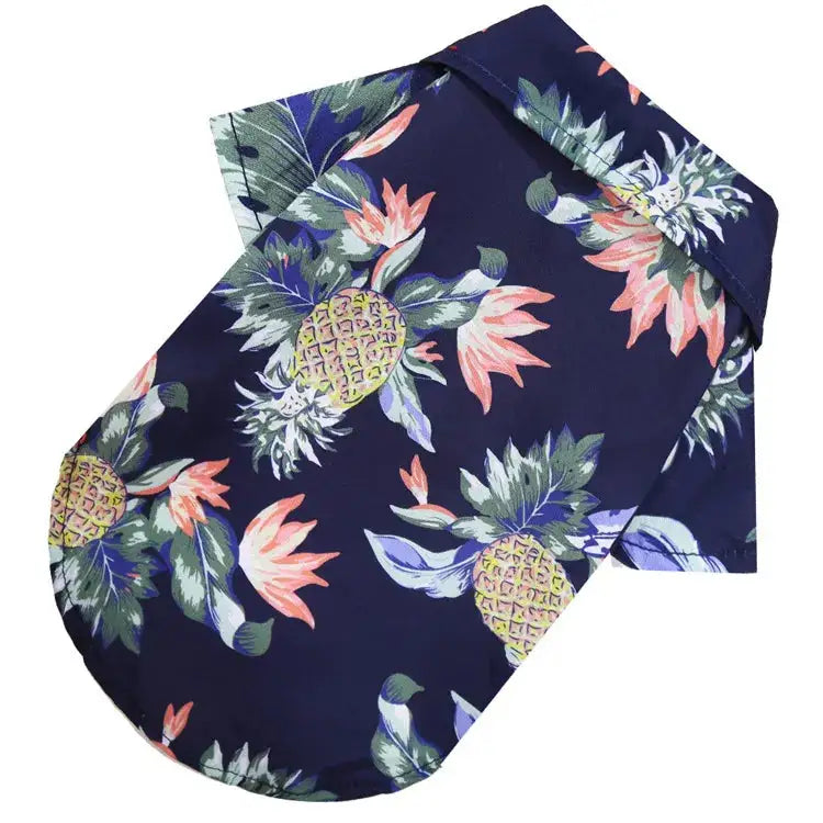 Camisa hawaiana para perro azul